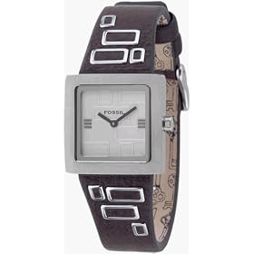 Fossil Jr9519 Ladies Ss Brown Leather Strap Silver Dial