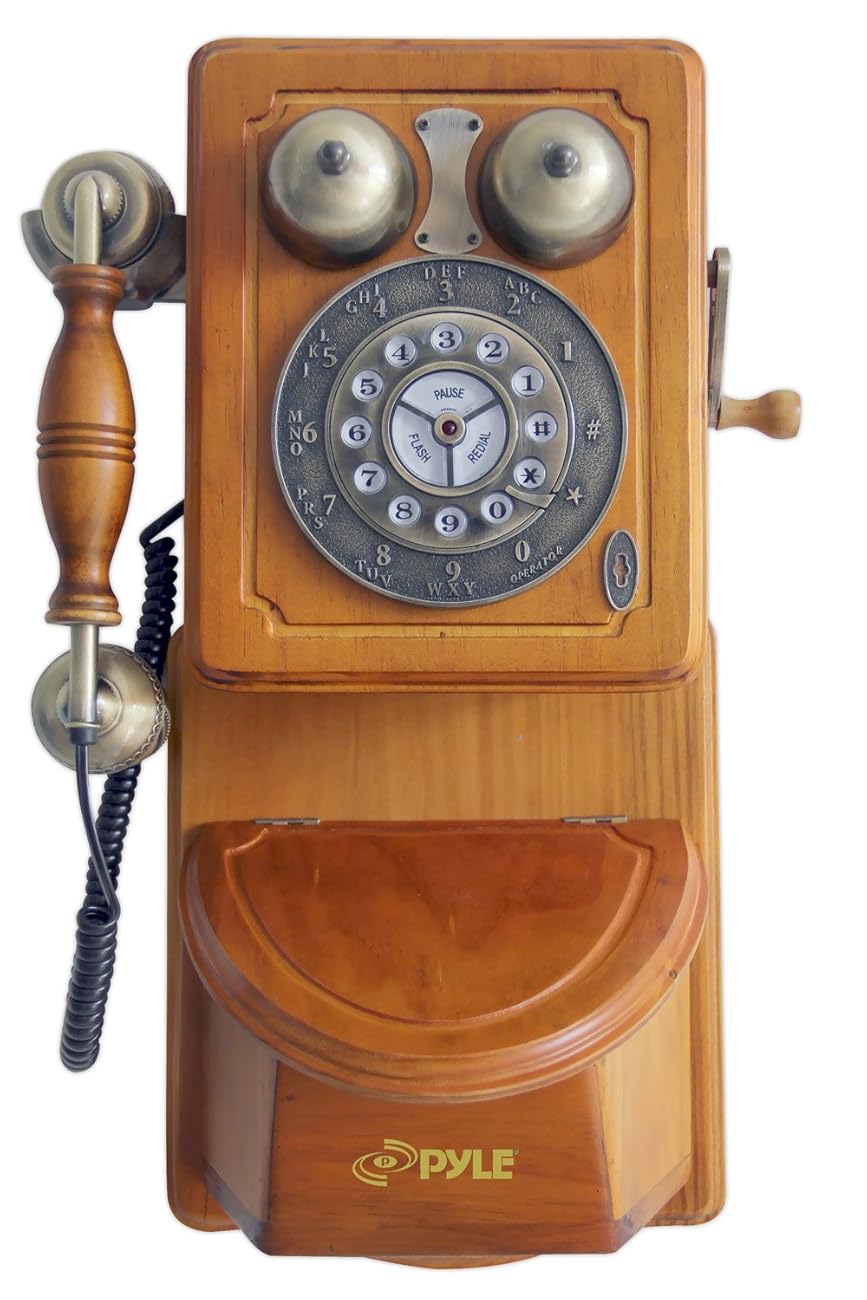 Pyle PRT45 Retro Antique Country Wall Phone Retail Packaging Wood