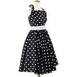 Hey Viv ! 50s Retro Style Halter Dress - B&W Polka Dotty 