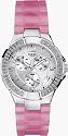 Guess Ladies 'Prism' steel stone set case pink resin strap