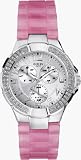 Guess Ladies 'Prism' steel stone set case pink resin strap