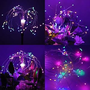 Symbioled 2 Pack 120 Led Color Changing Solar Stake Lights Outdoor