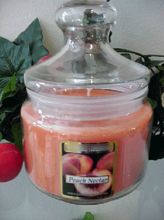 Peach Nectar Scented Apothecary Glass Jar Wax Candle 16 Oz.