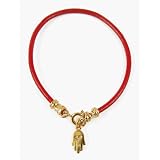 Genuine Leather 14K Gold Hamsa Bracelet, 7.0 inches
