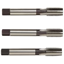 Dormer E500/E513 High-Speed Steel Straight Flute Tap Set, Uncoated (Bright) Finish, Round Shank With Square End, 3-Piece Set (1 Taper, 1 Plug, 1 Bottoming Chamfer)