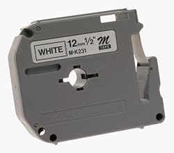 Brother M231 1/2-Inch Black on White Tape for P-Touch Labeler