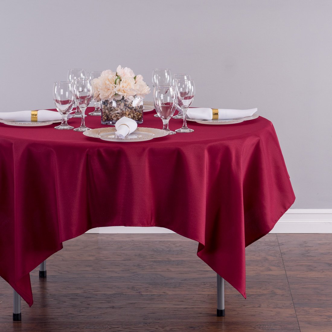 LinenTablecloth 70Inch Square Polyester Tablecloth Burgundy