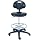 BodyBilt 1010 F1 Black Poly Plastic Stool with 7.5" Height Adjustment, 16.5" Width Backrest, 18.25" Width Seat, No Arm
