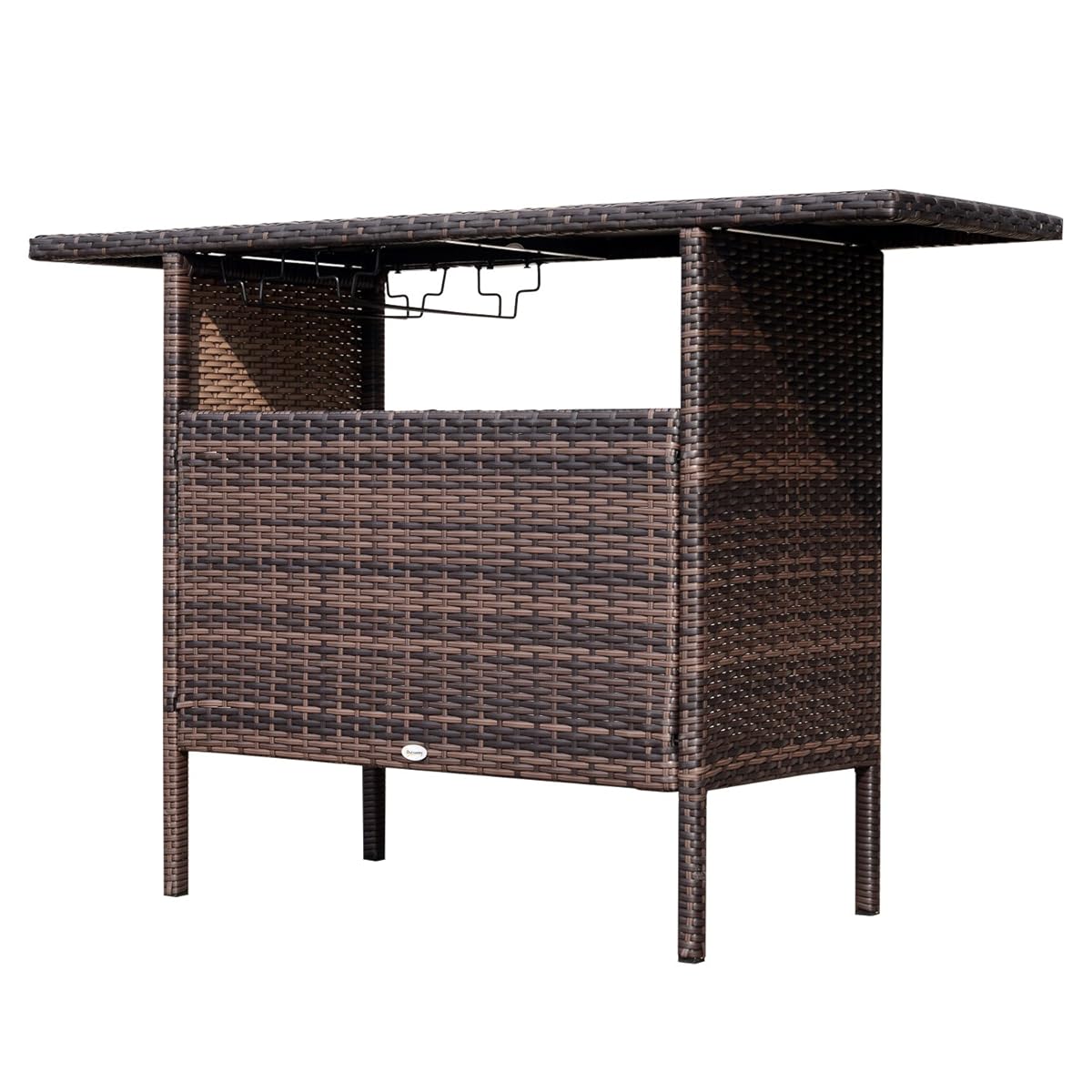 Outsunny PE Wicker Rattan Patio Bar Counter Table Serving Station With