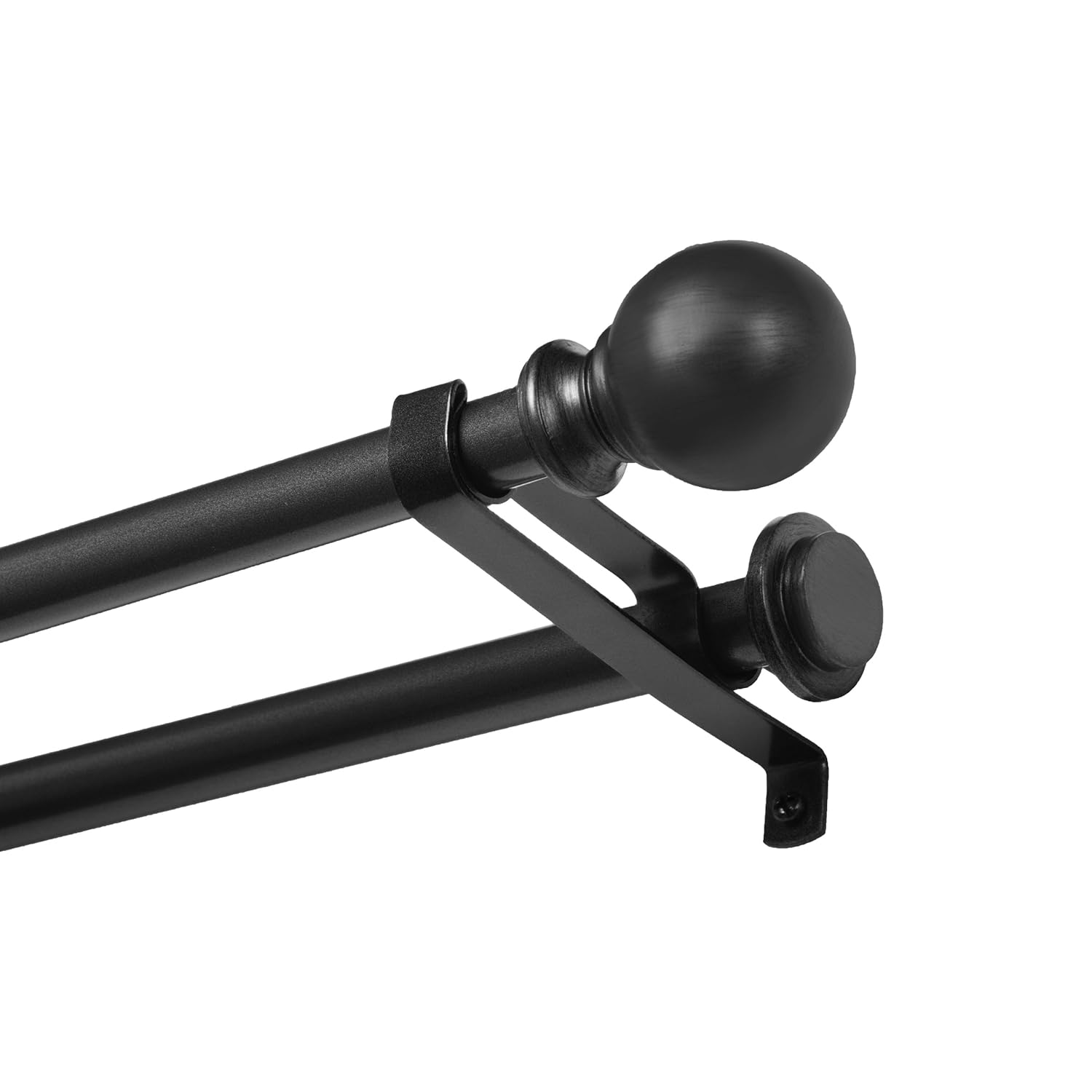 Kenney Double Matte Window Curtain Rod Ball End, 66 to 120Inch, Black