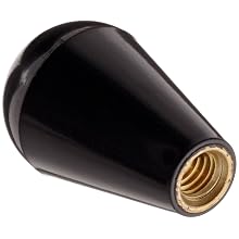 DimcoGray Black Phenolic Oval Tapered Knob Female, Brass Insert: 1/4-20" Thread x 7/16" Depth, 1-3/16" Diameter x 1-7/8" Height x 9/16 Hub Dia (Pack of 10)