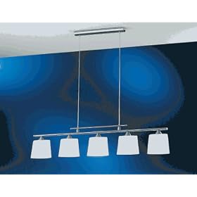 Eglo 84036A Cello,, Nickel Frosted Opal, 5-Light Pendant Light Fixture by Eglo