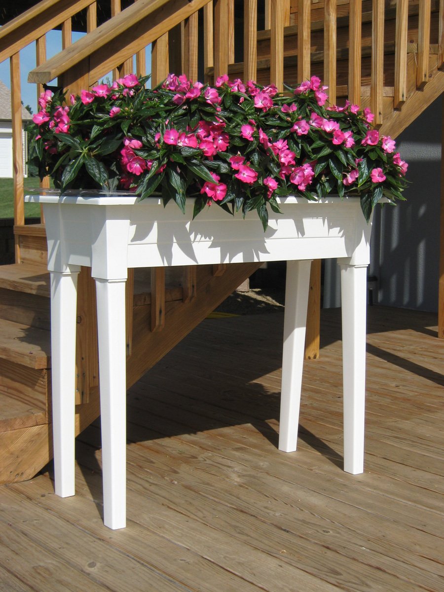 Adams Mfg 9304483740 36" White Garden Patio Herb Planter on Legs fast