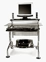 Metal Frame Computer Desk with Black Glass