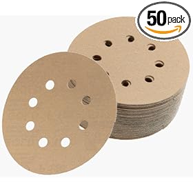 Mirka 23-615-220 5-Inch 8-Hole 220-Grit Dustless Hook-and-Loop Sanding Disks - 50 Pack