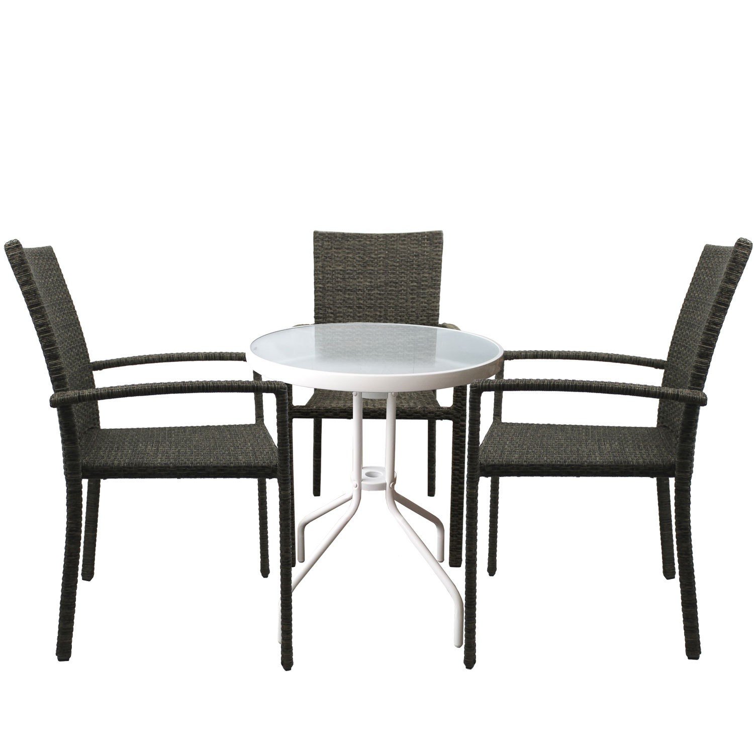 4tlg Bistrogarnitur - Aluminium Bistrotisch Ø60cm Alu Bistrostuhl