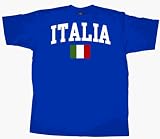 Italia National Futbol Soccer Team Classic Adult Royal Blue T-Shirt Tee, Medium