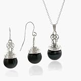 Sterling Silver & Hematite Necklace & Drop Earrings Set