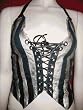 Gasoline Glamour Pearl And Black Stripes Custom Leather Vest