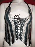 Gasoline Glamour Pearl And Black Stripes Custom Leather Vest