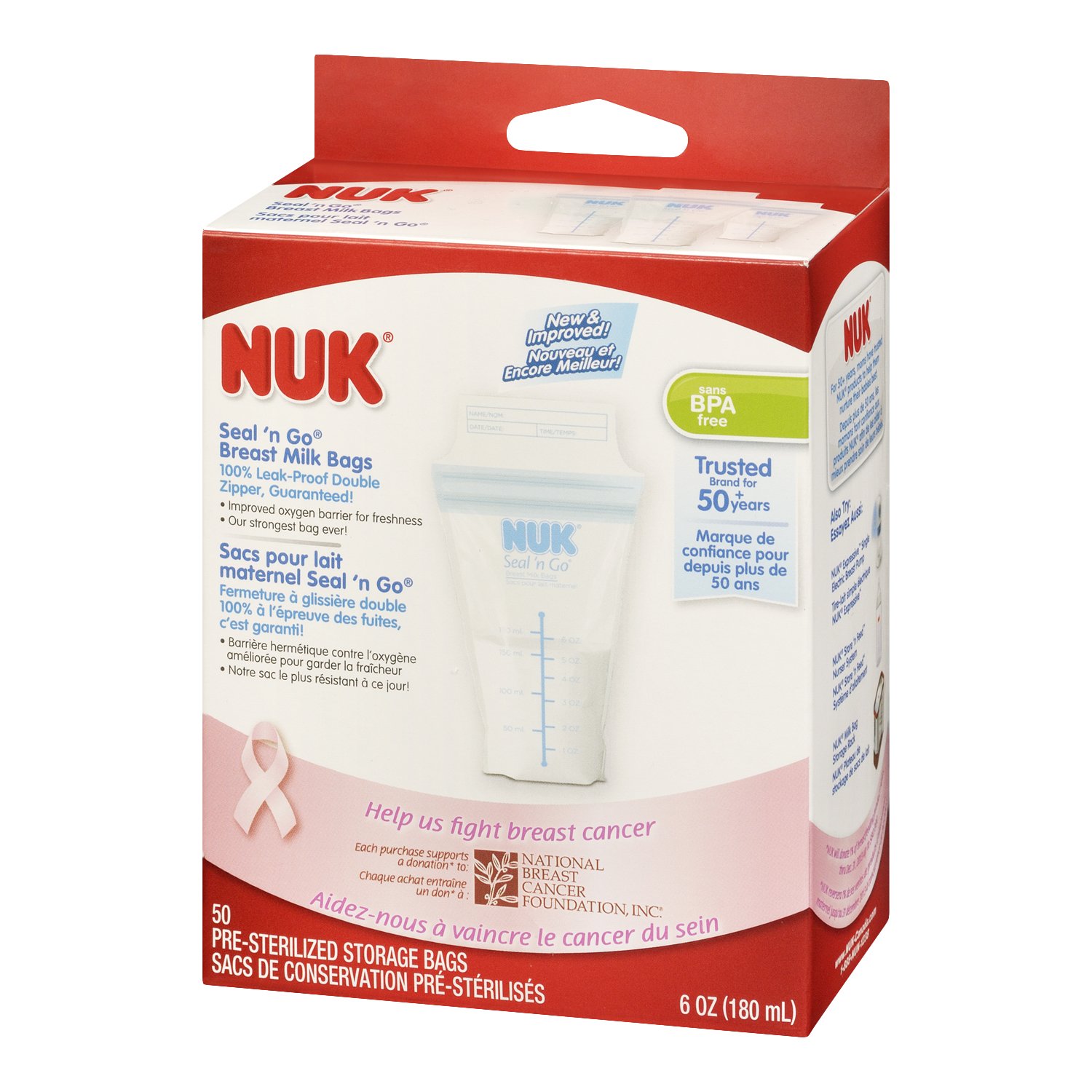 NUK/Gerber Seal N Go Breast milk bags, 6 Ounce, 50 Count , New, Free