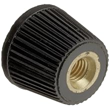 DimcoGray Black Phenolic Knurled Clamping Knob Female, Brass Insert: 10-32" Thread x 5/16" Depth, 5/8" Diameter x 9/16 Height x 1/2 Hub Dia (Pack of 10)