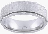 14K. White Gold Machine Carved Comfort Fit Wedding Band Ring