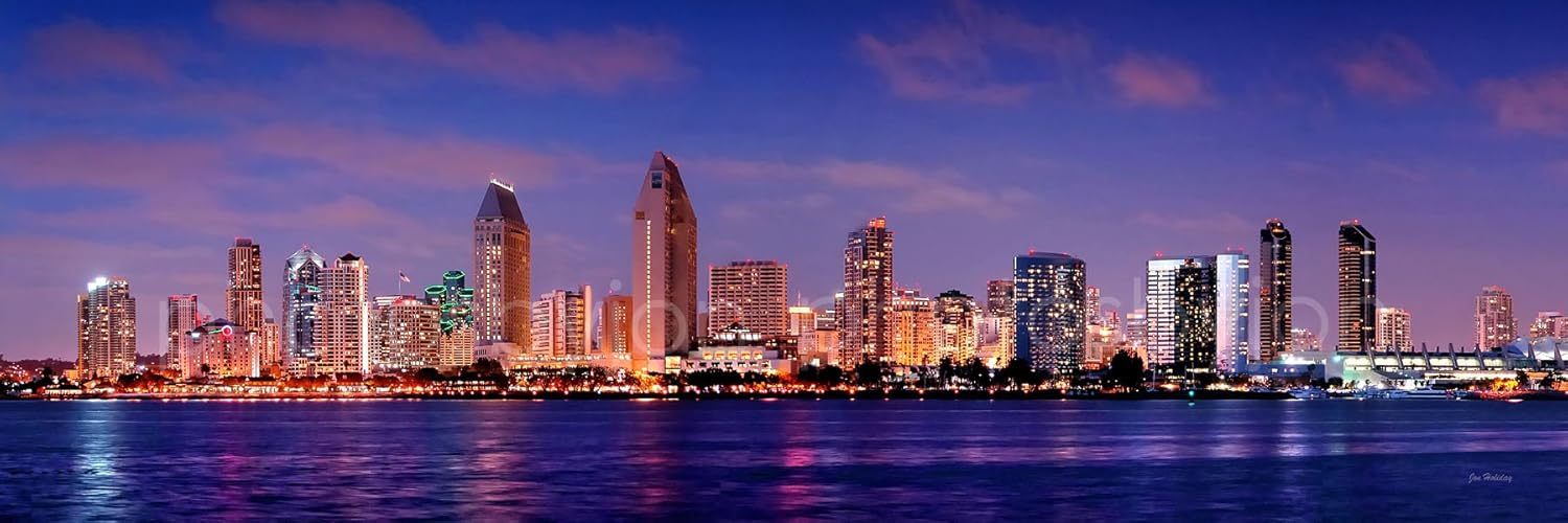 Amazon.com: San Diego Skyline COLOR or BLACK & WHITE B&W 12 inches ...