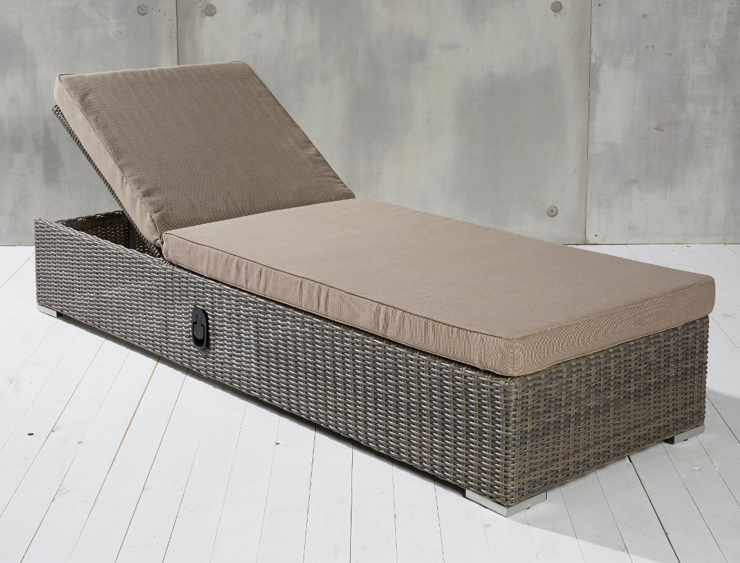 Hochwertige Polyrattan Gartenliege Braun Rattan ...