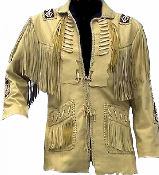 Celebrita X Western Style Leather Jacket CX08 Suede Creamish L - For Chest 42"-44"
