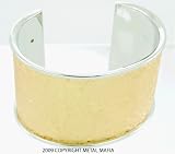 FANCY GOLD TEXTURED CUFF BRACELET WITH SILVER EDGES