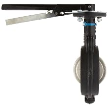 Milwaukee Valve MW222B Series Cast Iron Butterfly Valve, Wafer Style, Nickel Plated Ductile Iron Disc, Buna-N Seat, Lever Handle, Flanged