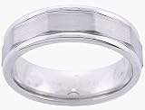 14K. White Gold Machine Carved Comfort Fit Wedding Band Ring