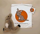 Flat Friends Wallaby with Cotton Drawstring Bag