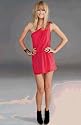 LnA One Shoulder Dress in Crimson and Black