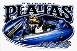 Original Playaz - Rollin' High - Bull Dog, Doberman & Blue Car with Clear Background - Sticker / Decal