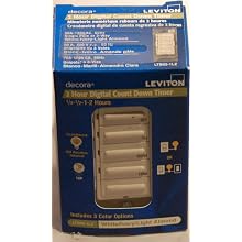 Leviton LTB02-1LZ Decora 1800W Incandescent/20A Resistive-Inductive 1HP Preset 15-30-60-120 Minute Countdown Timer Switch, White/Ivory/Light Almond