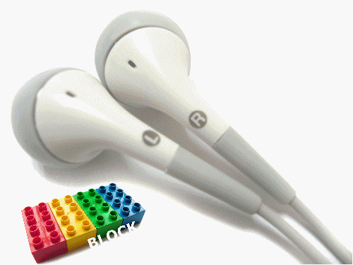 Block Entertainment (tm) - iPod / MP3 - White Stereo Bud Headphones / Earphones