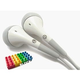 Block Entertainment (tm) - iPod / MP3 - White Stereo Bud Headphones / Earphones