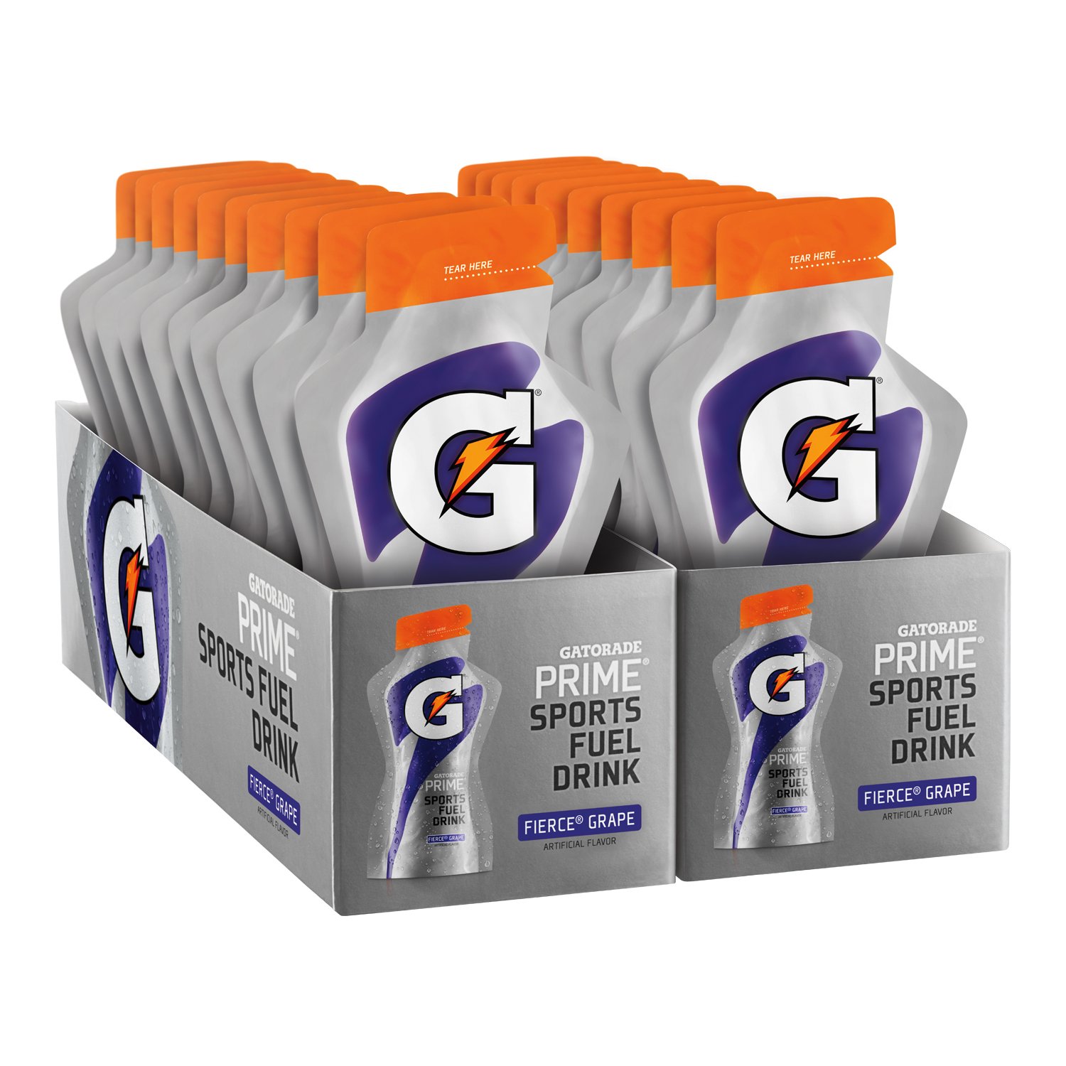 Gatorade Prime Sports Fuel Drink Fierce Grape 4 Ounce Pouches (Pack of 20)