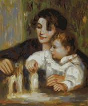 Art Reproduction Oil Painting - Renoir Paintings: Gabrielle and Jean - Standard 20"x24" - Hand Painted Canvas Art
