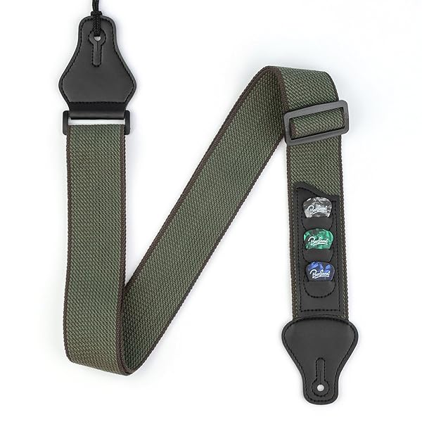 BestSounds Guitar Strap with 3 Pick Holders 100 Soft Cotton Strap For