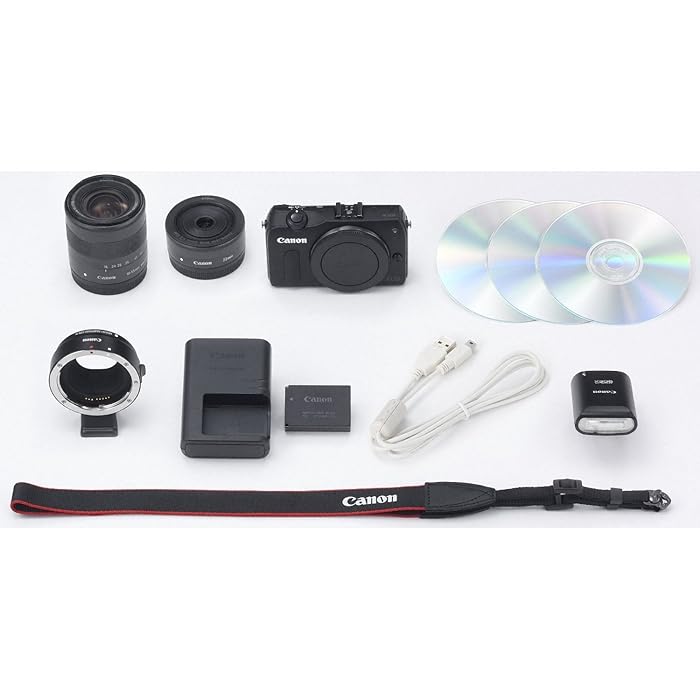 Canon ミラーレス一眼カメラ EOS M ダブルレンズキット EF-M18-55mm F3.5-5.6 IS STM/EF-M22mm F2 STM付属 ブラック EOSMBK-WLK