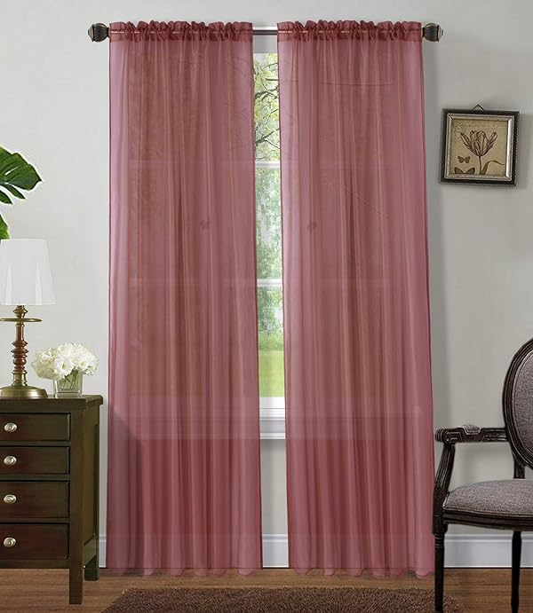 Sapphire Home 2 Panels Window Sheer Curtains 54 X 63 Inches 108