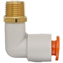SMC KQ2L07-34A PBT & Brass Push-to-Connect Tube Fitting, 90 Degree Elbow, 1/4" Tube OD x 1/8" NPT Male