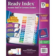 Avery Ready Index Table of Contents Dividers, 15-Tab, 3 Sets (11074)