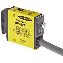 Banner SM312FP Mini Beam DC Photoelectric Sensor, Plastic Fiber Mode, Cable Termination, Variable Sensing Range, 2m Cable Length