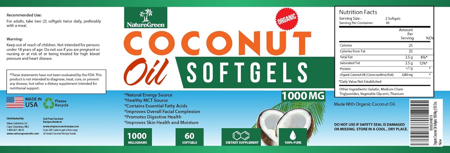 Amazon.com: Coconut Oil CAPSULES-PURE EXTRA VIRGIN Softgels-Raw ... Amazon.com: Coconut Oil CAPSULES-PURE EXTRA VIRGIN Softgels-Raw ...