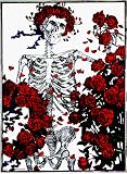 Grateful Dead - Skeleton & Roses with Rose Wreath on Clear Background - Sticker / Decal