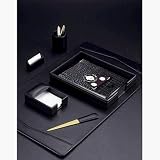 Black Leather Desk Set (6 Piece Set)